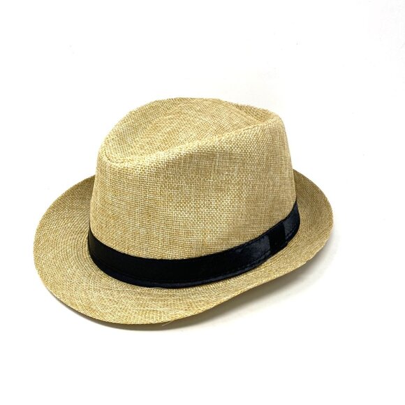 Mens' Straw Fedora Black Ribbon Hat Havana Dapper Spring Summer Accessory - Picture 5 of 9